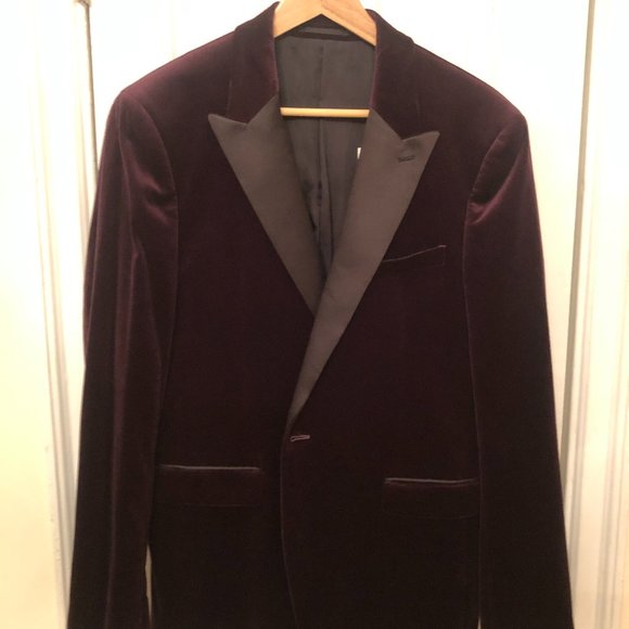 NWT Theory Velvet Blazer Men's Wine/Black US44